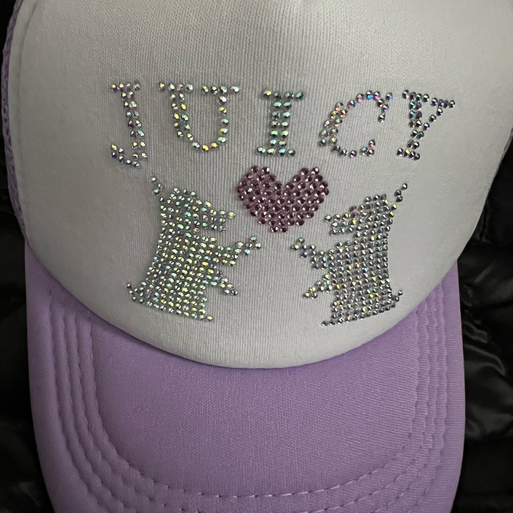 New Juicy Couture Lavender and White Embellished Cap for Kids